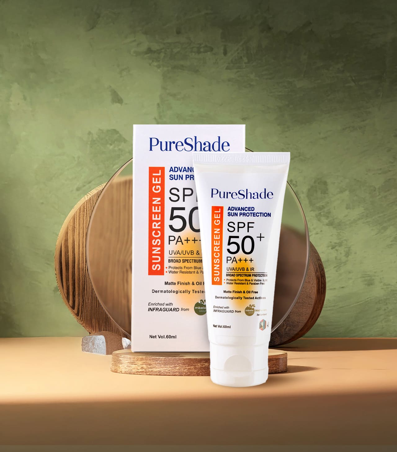 PureShade Sunscreen Gel tube providing broad-spectrum UV protection