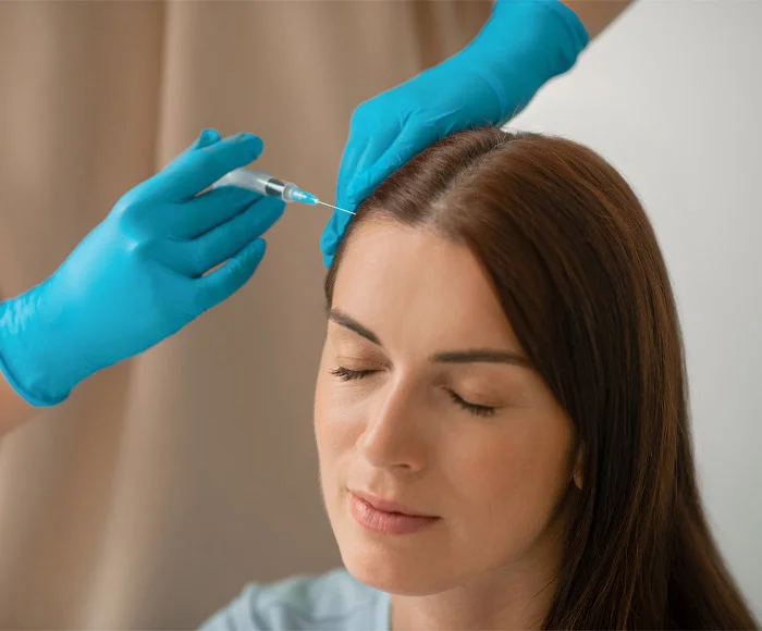 A dermatologist performing aesthetic facial procedure at Dr. Thaj Skin & Hair Clinic