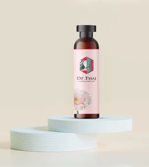 Dr. Thaj Clinic skincare and haircare product bottles are designed for advanced dermatology, skin, and hair treatment solutions.